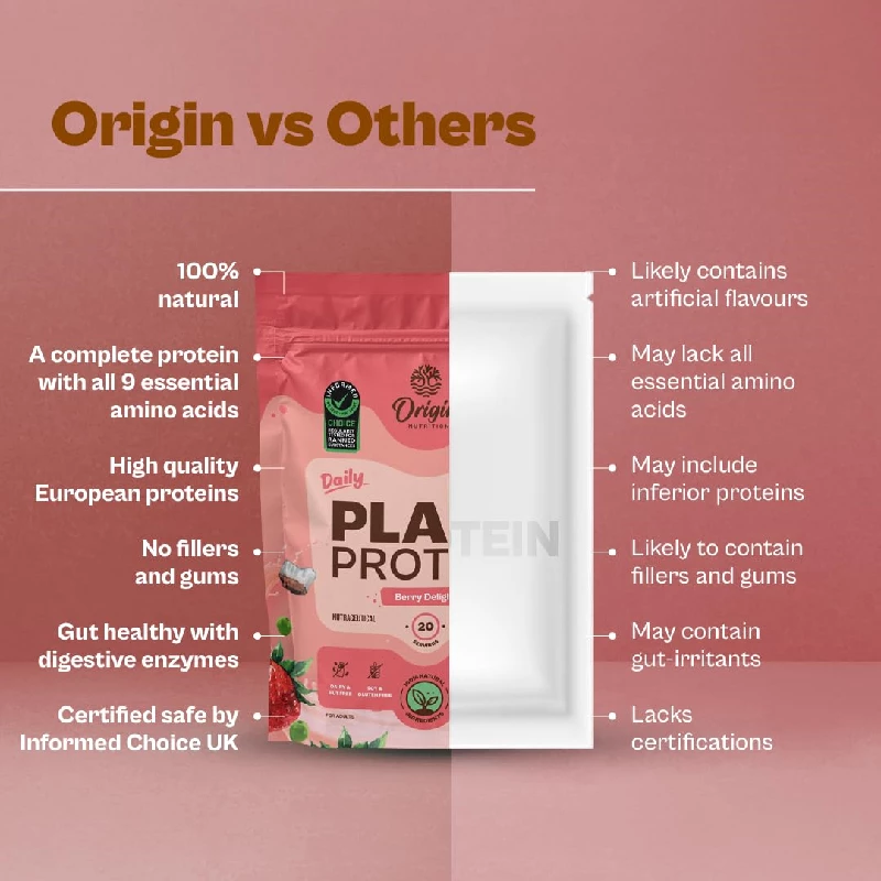 Origin Nutrition Natural Vegan Protein Powder, Strawberry-3.webp
